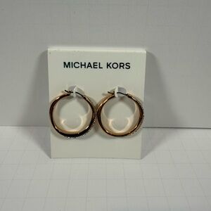 Michael Kors Rose Gold Hoop Earrings Jewelry Spell Out Round Hoops Designer